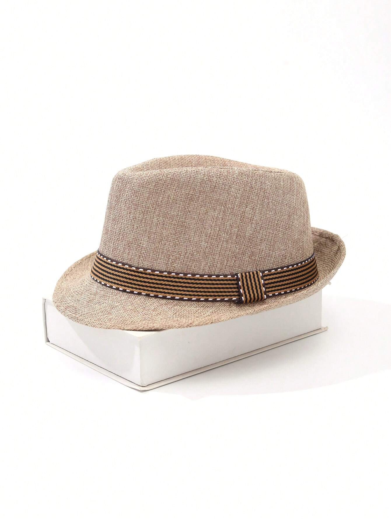 Beige Linen Fedora Hat - British Casual Gentleman's Style